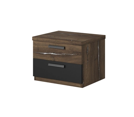 Zestaw mebli do sypialni Sigma dąb flagstaff / czarny z srebrną wstawką idealne nowoczesne meble do sypialni łóżko z tapicerowanym zagłówkiem