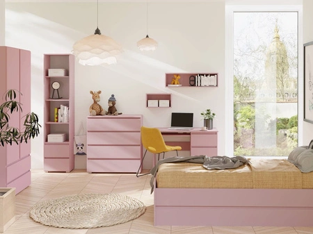 Biurko z szufladami Simple 110 cm pudrowy róż funkcjonalny mebel do pokoju dziewczęcego prosta konstrukcja