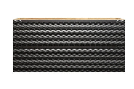 Szafka pod umywalkę Ocean 120 cm dąb olejowany / czarny funkcjonalna szafka z frezowanymi uchwytami stylowe ryflowania w kształcie fal