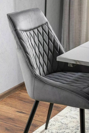 Krzesło tapicerowane Agat szare nowoczesne oraz funkcjonalne krzesło do jadalni z metalowymi nogami krzesło z uchwytem