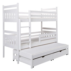 Łóżko piętrowe Fabian 3 osobowe 80x180 cm idealne do pokoju dziecka oszczędza metraż zajmuje przestrzeń łóżka pojedynczego