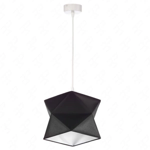 Lampa wisząca Quasar 20 cm czarna / biała designerska lampa sufitowa do salonu z bawełnianym abażurem i metalową podstawą