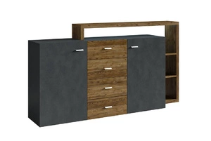 Komoda z szufladami Bota 180 cm appenzeller / matera asymetryczny kształt idealny do wnętrz w stylu nowoczesnym odporna na uszkodzenia