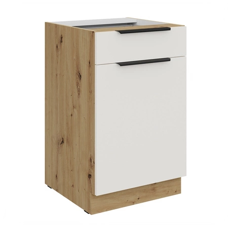 Szafka kuchenna stojąca z szufladą i półką Corato Ar 50 D 1F 1S BB fronty szafki kuchennej wykończone w technologii anti fingerprint