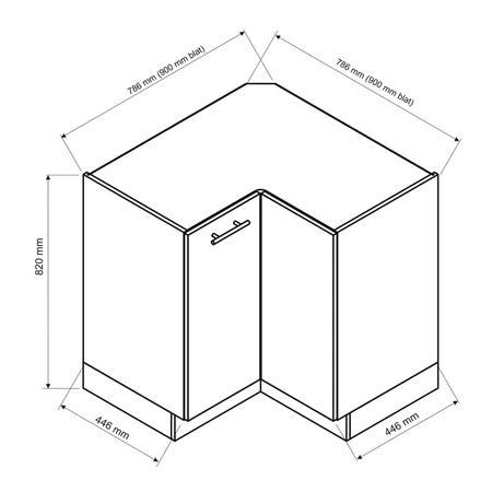 Szafka kuchenna narożna Zova 79x79 DRP biały / jasny szary frezowany uchwyt szafka odporna na działanie wilgoci i uszkodzenia