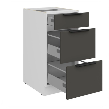 Szafka kuchenna stojąca z szufladami Aversa Wh 40 D 3S BB odporna na uszkodzenia wykończenie frontów w technologii anti fingerprint