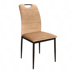 Krzesło tapicerowane Rip 38x43 cm beżowe klasyczne oraz ponadczasowe krzesło do jadalni z metalowymi nogami