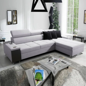 Narożnik z funkcją spania Dafni szary popiel prawostronny pleciony komfort i funkcjonalność podczas codziennego wypoczynku