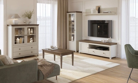 Zestaw mebli do salonu Evora beżowy / dąb dunin zachwyci miłośników wyrazistych wnętrz atrakcyjny wygląd oraz funkcjonalność