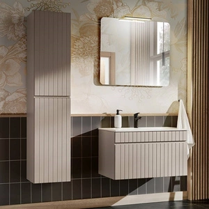 Zestaw mebli łazienkowych Iconic beżowy stylowe meble do łazienki z ryflowaniami odporne na działanie czynników zewnętrznych