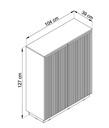 Komoda wysoka Imperial 104 cm beżowa elegancka stylowa komoda o wyjątkowym charakterze z frezowanymi frontami i złotymi uchwytami