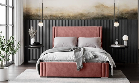 Łóżko tapicerowane Tatui 180x200 indyjski róż stylowe łóżko z pojemnikiem na pościel wygodny zagłówek zachwyca eleganckim designem