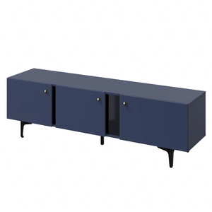 Szafka RTV Colours 165 cm granatowa praktyczna i stylowa szafka z zaokrąglonymi frontami wzbogacona o wysokie metalowe nogi