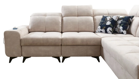 Narożnik z funkcją spania Buffalo III brązowy lewostronny komfortowy narożnik o estetycznym wykończeniu z pojemnikami na pościel