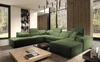 Narożnik z funkcją spania Viano X zielony prawostronny designerski narożnik do salonu w nowoczesnym stylu regulowane zagłówki