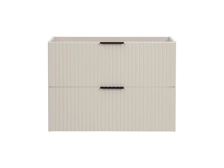 Szafka pod umywalkę Adeel 80 cm beżowa starannie wykonana szafka z szufladami odporna na działanie wilgoci ryflowane fronty