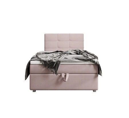 Łóżko kontynentalne Fresno 100x200 pudrowy róż w nowoczesnym skandynawskim stylu z tapicerowanym zagłówkiem łóżko z pojemnikiem