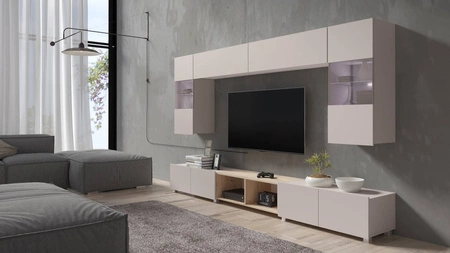 Szafka RTV Apulia 100 cm beżowa z możliwością podwieszenia minimalistyczny design prosta bryła wpisująca się w każde wnętrze