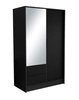 Szafa z lustrem Norel 102 cm czarna stylowa szafa o nowoczesnym designie z ryflowanymi frontami i pojemnymi szufladami