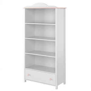 Regał Luna 85 cm biały / różowy oryginalna bryła w stonowanej kolorystyce doskonały regał do pokoju dziecięcego pojemna szuflada