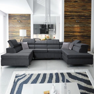 Narożnik z funkcją spania Rava VIII grafitowy prawostronny elegancki design gustowna bryła z gwarancją komfortu miękka tkanina