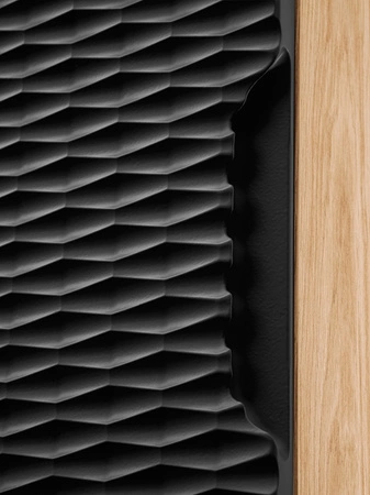 Słupek łazienkowy wiszący Ocean 35 cm dąb olejowany / czarny solidne wykonanie oryginalne ryflowanie w kształcie poziomych fal