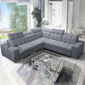 Narożnik z funkcją spania Luigi III szary lewostronny komfortowy narożnik do salonu doskonały do codziennego wypoczynku