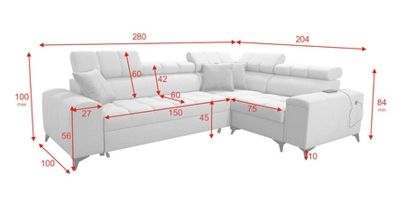 Narożnik z funkcją spania Bolmso II miętowy prawostronny narożnik z pojemnikiem na pościel szuflada z pełnym wysuwem w boczku mebla