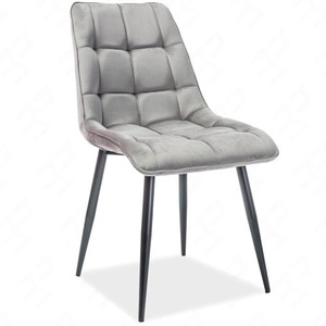 Krzesło tapicerowane Chic szare nowoczesne oraz funkcjonalne krzesło z metalowymi nogami