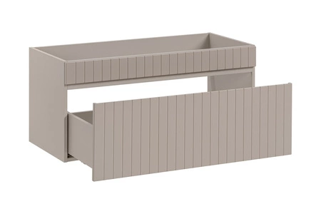 Szafka pod umywalkę Iconic 100 cm beżowa stylowy design szafki z eleganckimi ryflowaniami pojemna szuflada z systemem cichego domykania