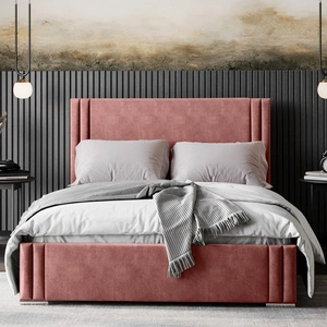 Łóżko tapicerowane Tatui 140x200 indyjski róż stylowe łóżko z pojemnikiem na pościel wygodny zagłówek zachwyca eleganckim designem