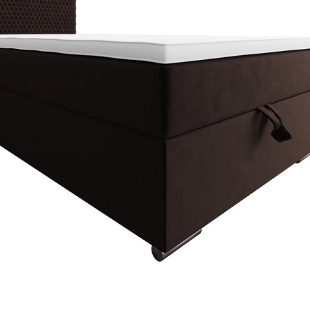 Łóżko kontynentalne Fargo 100x200 brązowe w nowoczesnym skandynawskim stylu z tapicerowanym zagłówkiem łóżko z pojemnikiem