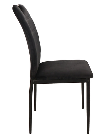 Krzesło tapicerowane Rip 38x43 cm czarne klasyczne oraz ponadczasowe krzesło do jadalni z metalowymi nogami