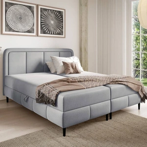 Łóżko kontynentalne Monte 160x200 szary popiel stylowe łóżko do sypialni pojemniki na pościel wezgłowie o zaoblonym kształcie