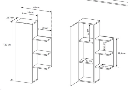 Meblościanka Elma antracyt / dąb craft złoty nowoczesny design obrzeża wykończone specjalną okleiną