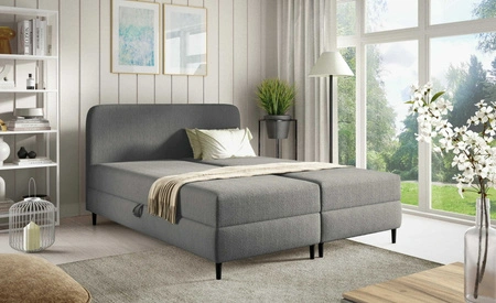 Łóżko kontynentalne Aberg 200x200 ciemny szary nowoczesny minimalizm zagłówek o zaokrąglonych rogach propozycja do dużej sypialni