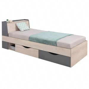 Łóżko z szufladami Dzeta 90x200 cm dąb / antracyt nowoczesny design łóżka obrzeża wykończone specjalną okleiną ABS schowek w zagłówku
