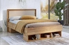 Łóżko Impressio 140x200 cm dąb mauvella / ciemny beżowy nowoczesny styl idealne łóżko z wysokim zagłówkiem do sypialni lub pokoju młodzieżowego