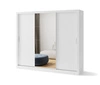 Szafa przesuwna z lustrem Idea 250 cm biała estetycznie wykonana szafa do sypialni lub pokoju młodzieżowego srebrne uchwyty