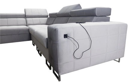 Narożnik z funkcją spania Hampton VIII beżowy lewostronny nowoczesny design narożnik rozkładany do salonu funkcjonalna dostawka