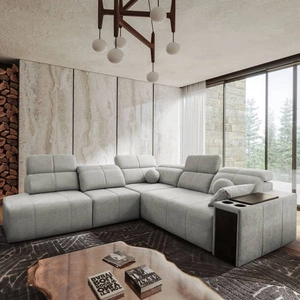 Narożnik z funkcją spania Tesalia IX szary popiel lewostronny nowoczesny design komfortowe przesuwane oparcie szuflada w boczku mebla