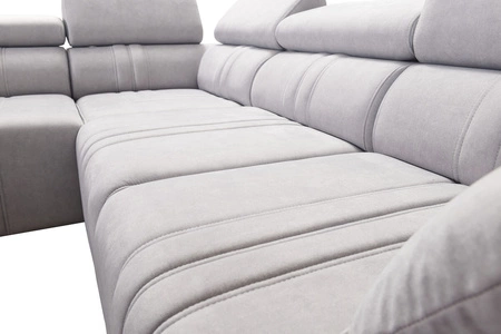 Narożnik z funkcją spania Castel VI brązowy lewostronny wygodny i elegancki narożnik z dwoma pojemnikami na pościel