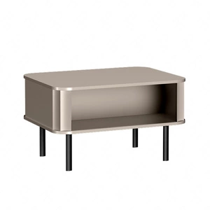 Stolik kawowy Novado clay grey minimalistyczna forma połączona z funkcjonalnością zaokrąglony kształt stabilne metalowe nogi