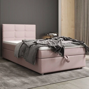 Łóżko kontynentalne Fresno 100x200 pudrowy róż w nowoczesnym skandynawskim stylu z tapicerowanym zagłówkiem łóżko z pojemnikiem
