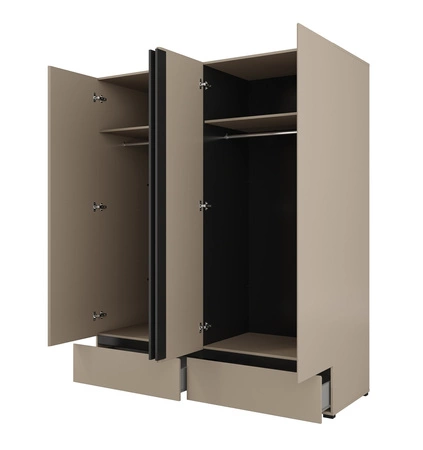 Zestaw mebli do sypialni Cross ciemny beżowy eleganckie i uniwersalne meble do sypialni geometryczny kształt pojemne szuflady