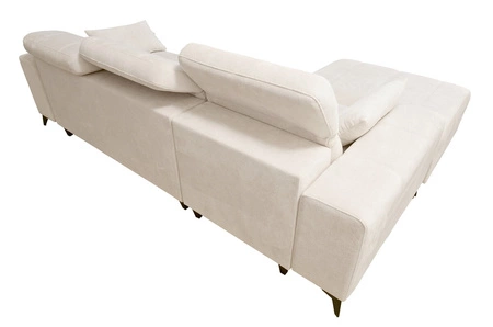 Narożnik z funkcją spania Penejos zielony lewostronny elegancki narożnik z pojemnikiem na pościel komfortowe regulowane zagłówki