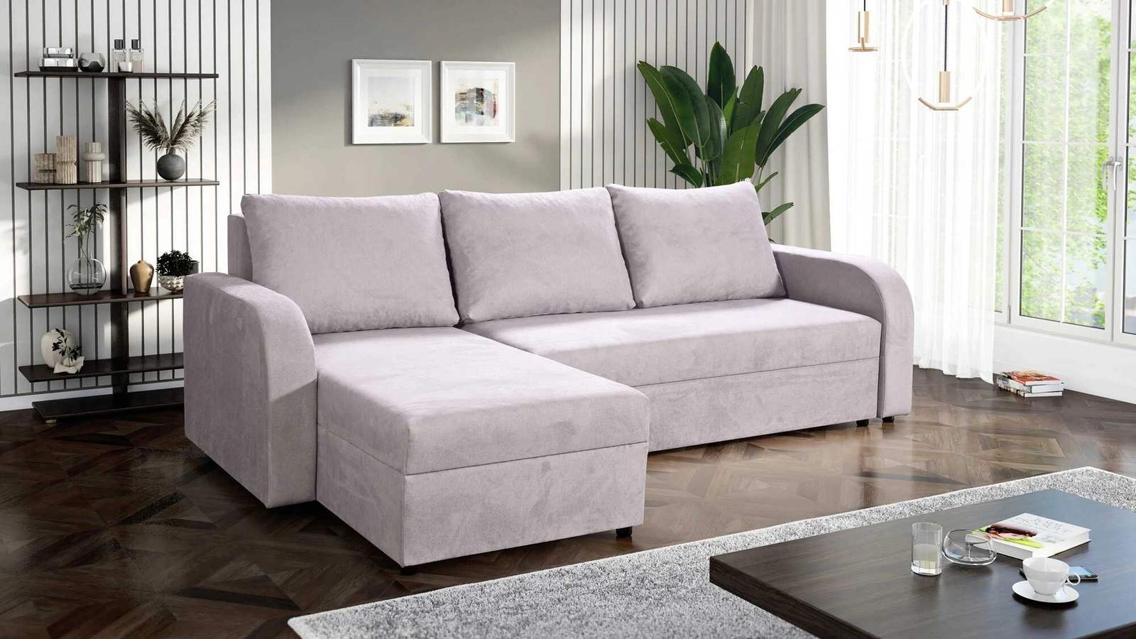 Narożnik z funkcją spania Scarlo Narożniki do salonu Nowoczesne narożniki rozkładane do pokoju dziennego