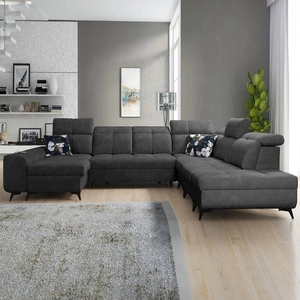 Narożnik z funkcją spania Buffalo X grafitowy lewostronny funkcjonalny i komfortowy narożnik do pokoju z pojemnikami na pościel