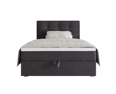 Łóżko kontynentalne Flint 120x200 grafitowe w nowoczesnym skandynawskim stylu z tapicerowanym zagłówkiem łóżko z pojemnikiem