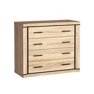 Komoda z szufladami Dallas 107 cm dąb sonoma / czarny elegancka stylistyka mebla wzbogacona o stylowe czarne dodatki pojemne szuflady